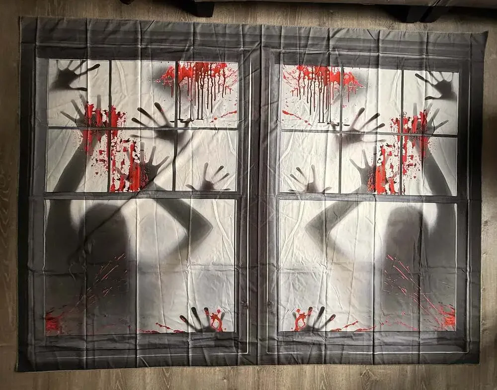 Halloween Large Window Decorations Door Cover, Window Clings Poster for Scary B